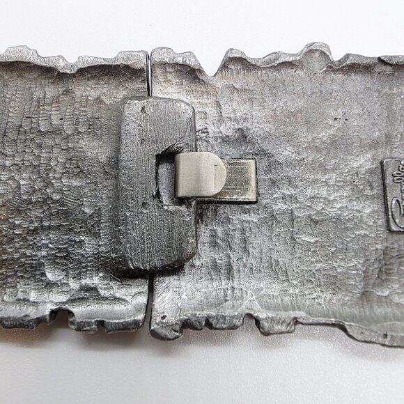 Vintage 90s PAPPAGALLO Pewter Tone Metal Two Piece Belt Buckle Abstract Y2K main image 6